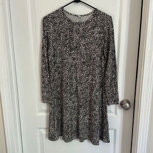 Cotton longsleeve leopard print dress
